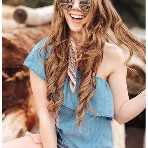 🆕 Bar III Blue Ruffle Blouse (100% Rayon) NWT